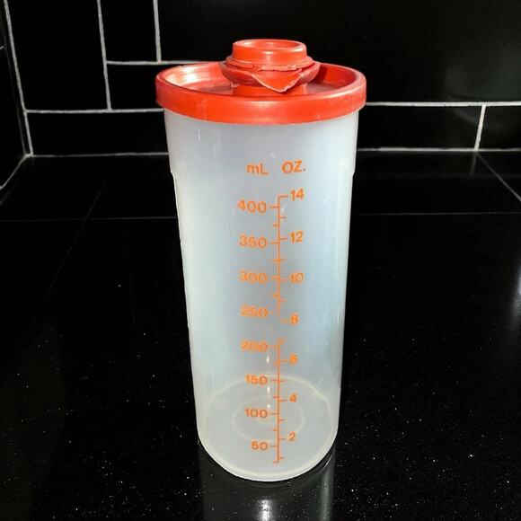 Tupperware Sweet Saver Syrup Dispenser Honey Condiment Paprika Red 640 Vintage - Picture 14 of 14